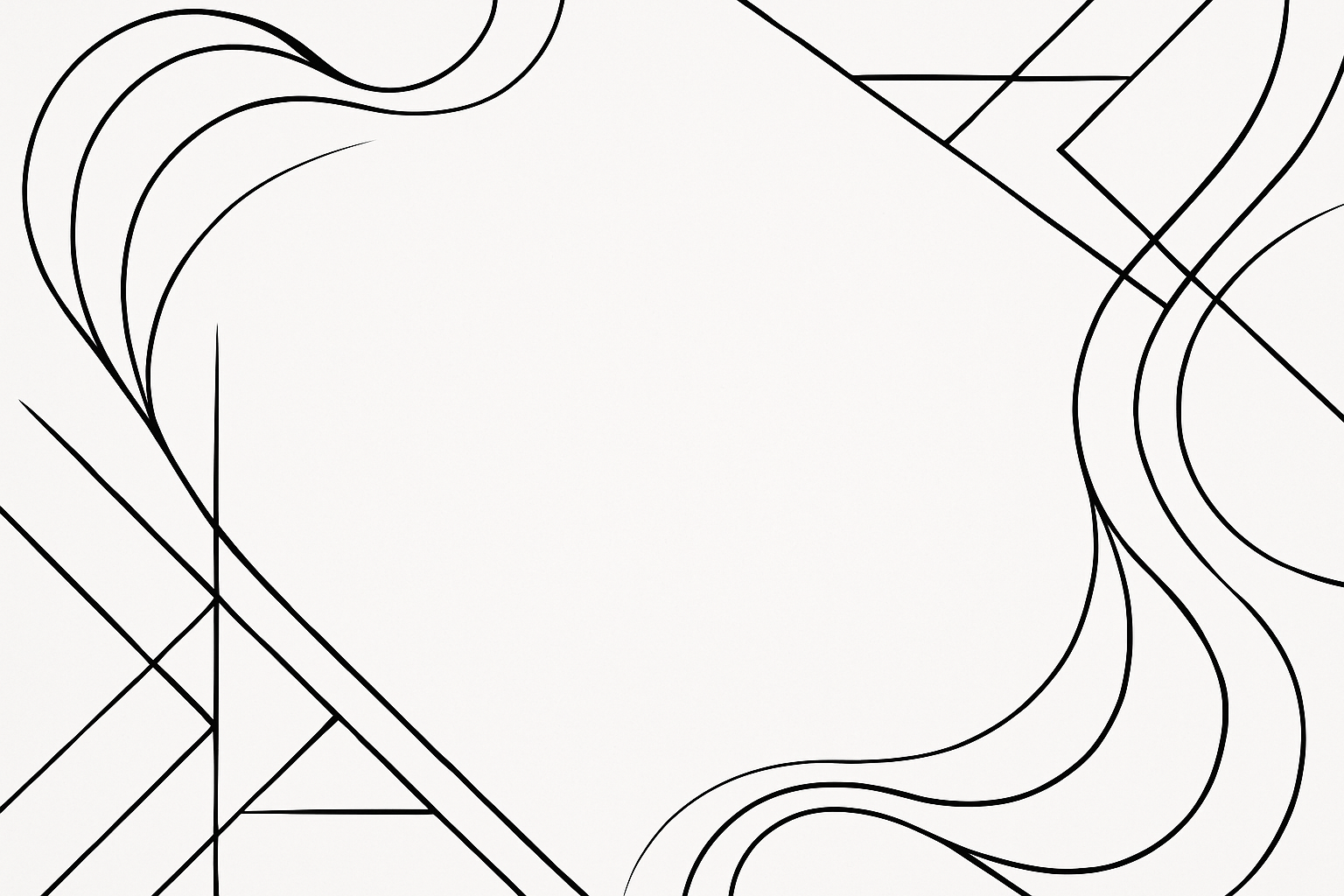 hazme un fondo en blanco y negro con unas lineas con el estilo que tu quieras y con un espacio en el meddio blanco